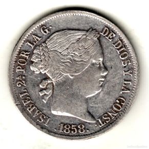 Münzen von Spanien: ESPAÑA 4 reales plata 1858 ceca de Madrid - Reina Isabel II